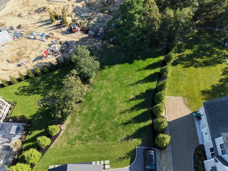 Finished rear lawn with an evergreen boundary and planted edges
