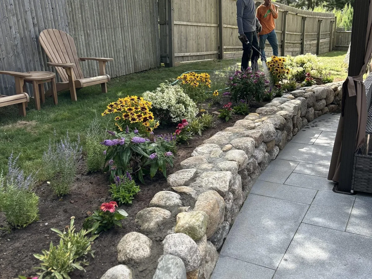 Stone-wall border planting on Martha's Vineyard