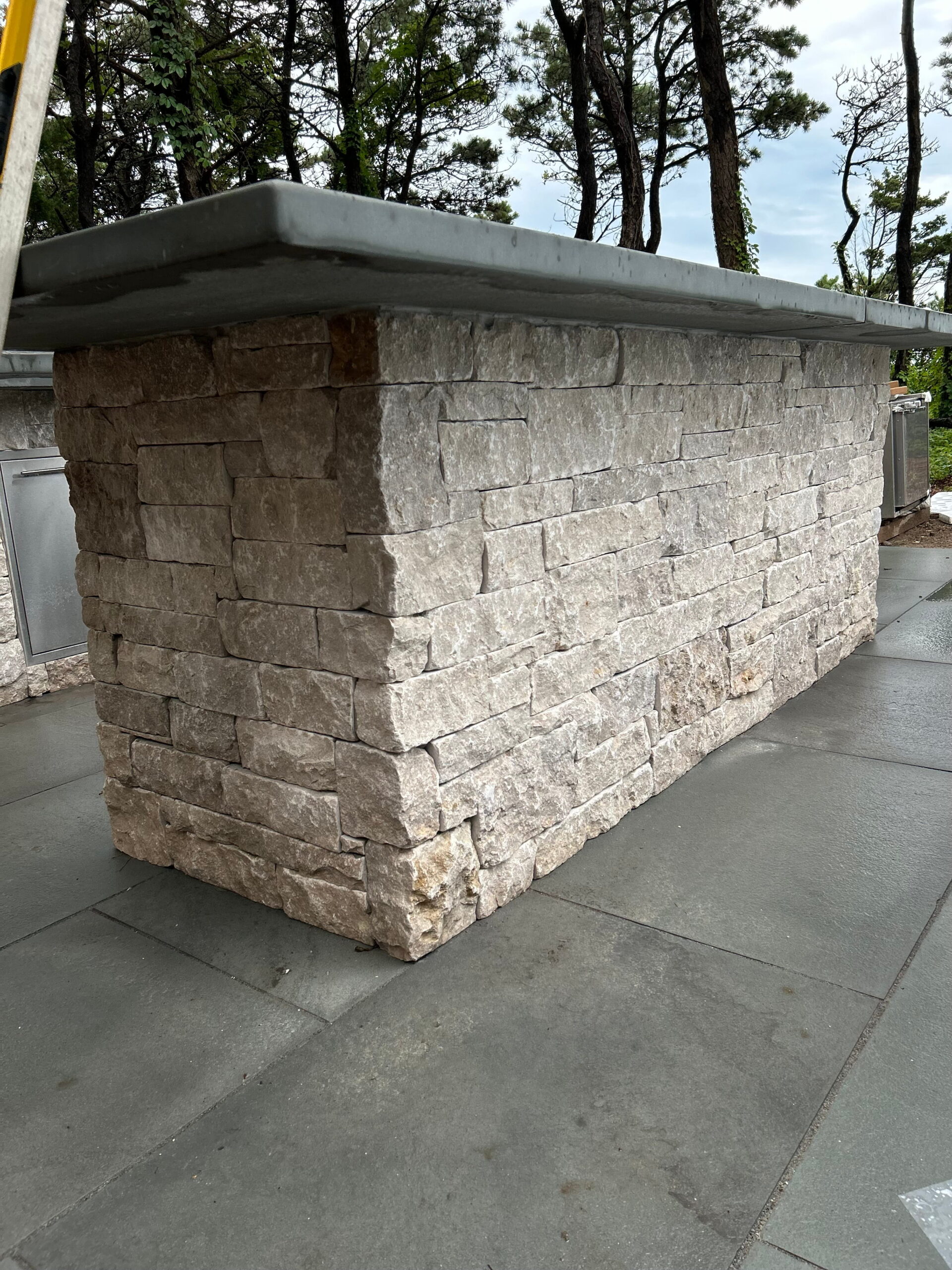 Custom BBQ veneer installation creating a finished outdoor cooking area on Martha’s Vineyard