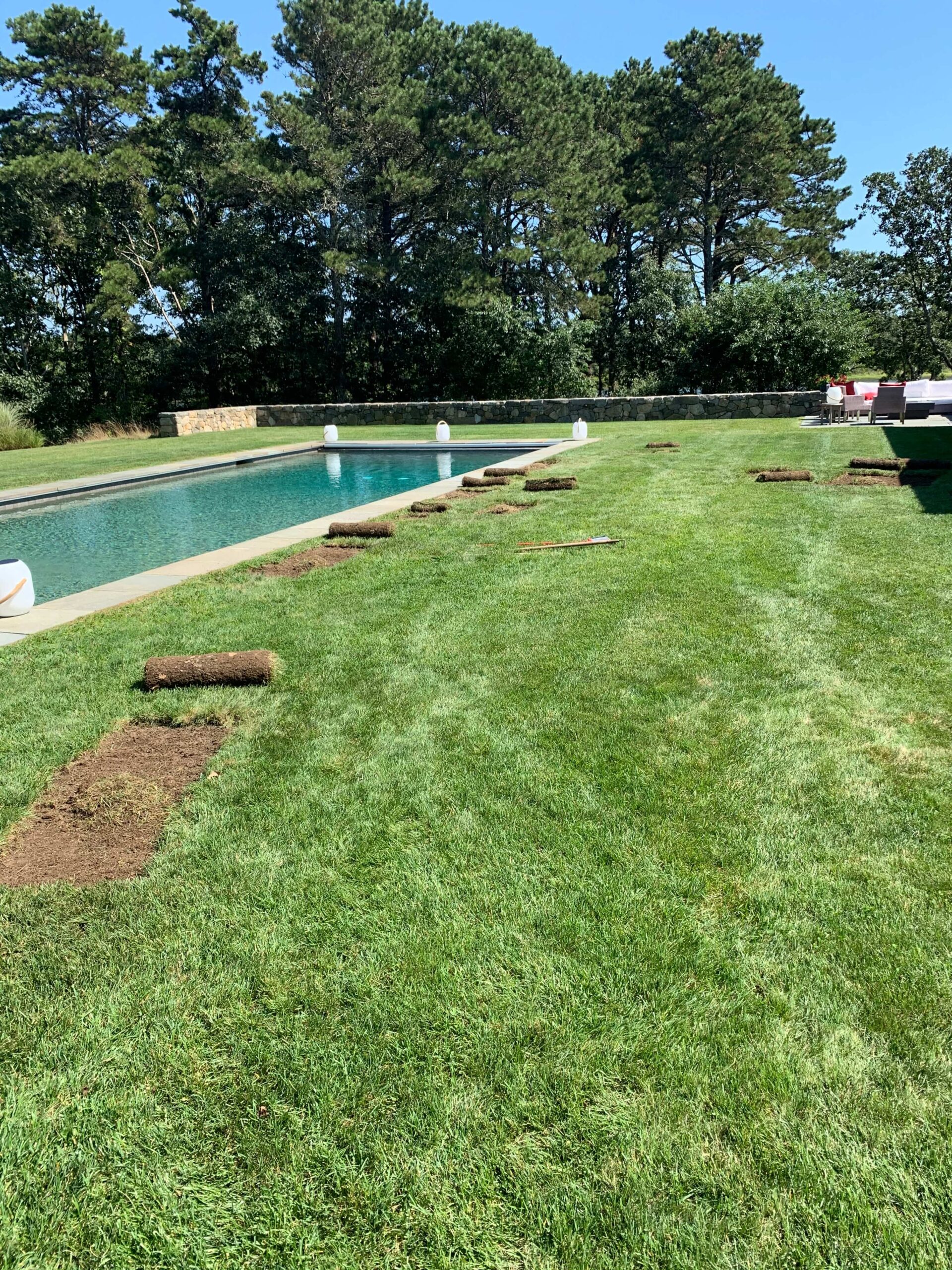 Sod lawn repair restoring damaged turf on a Martha’s Vineyard property
