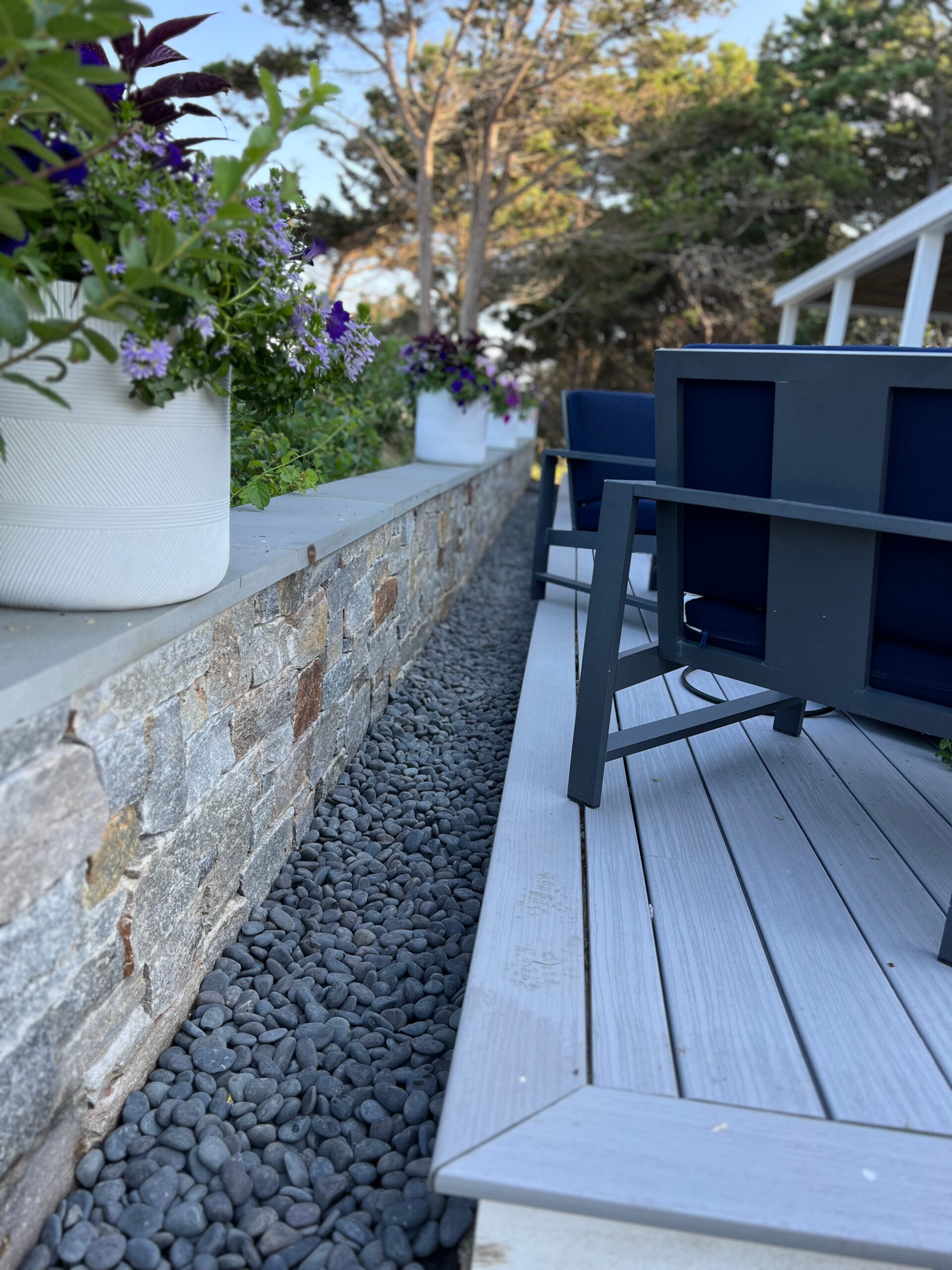 Close-up of natural stone veneer with clean joints and texture on Martha’s Vineyard